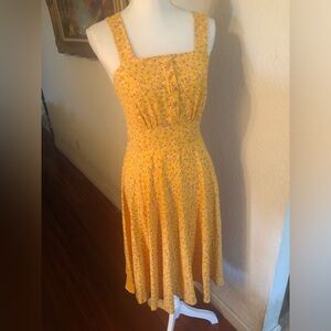 Belle Poque Yellow Floral Fit and Flare Dress NWT